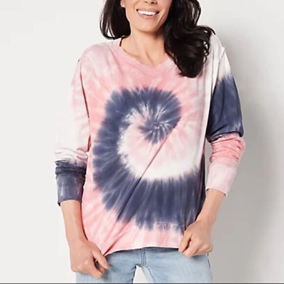 Peace Love World The Real Artist French Terry Tie Dye Sweatshirt - Picture 1 of 4